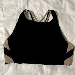 Athleta Chroma High Neck Sports Bra - Black & Quail